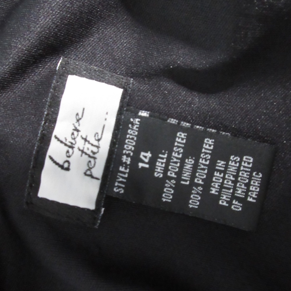 Vintage Believe Dress 14 Petite Black Y2K 90s Fairy Whimsigoth Slit Lace Trim - Picture 8 of 10